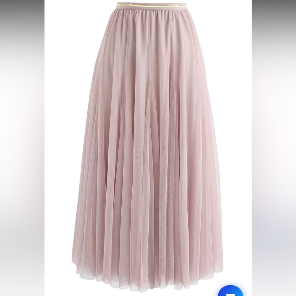 Blush Pink Glitter Tulle Midi Skirt